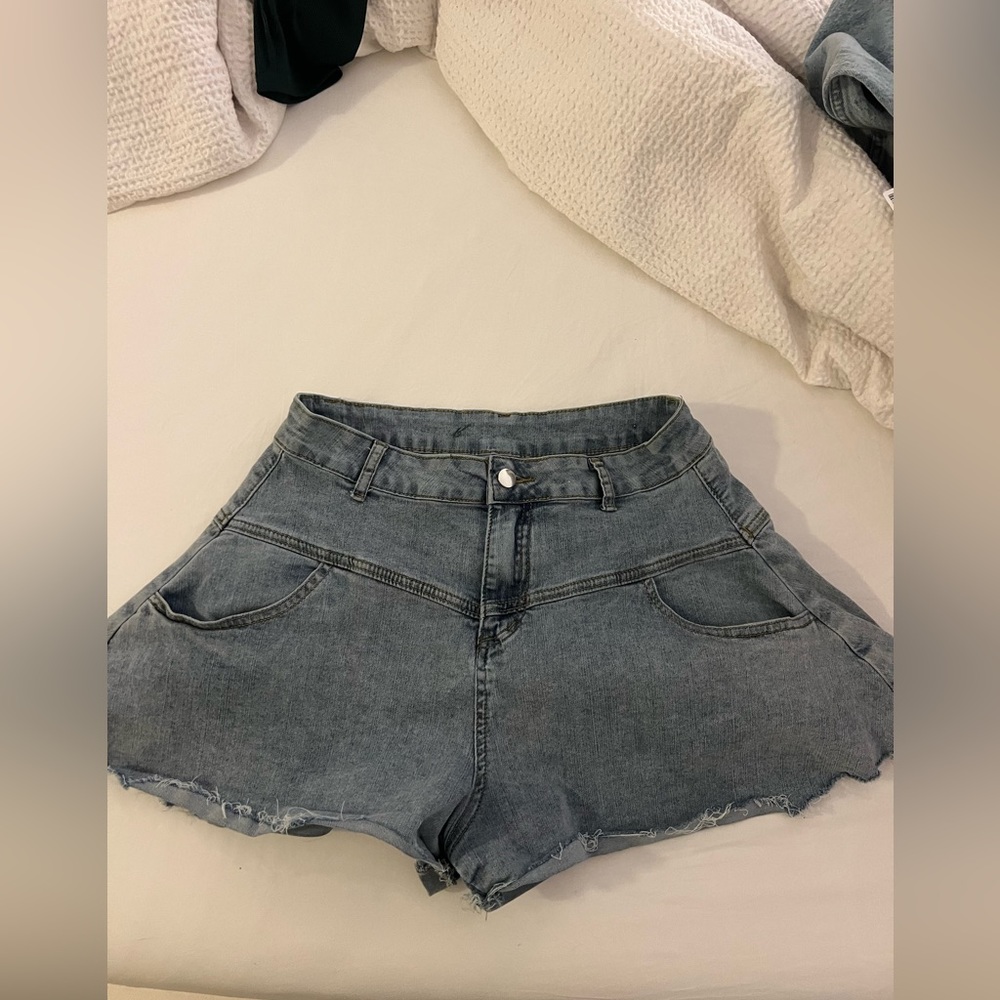 Flare Jean shorts free people